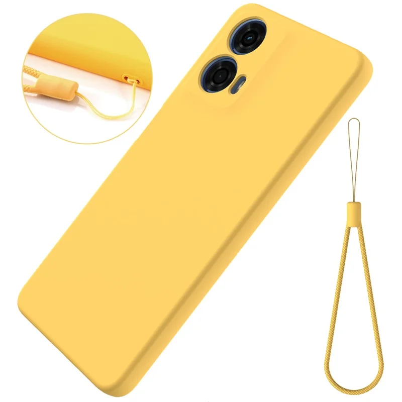 For Motorola Moto G24 Power Liquid Silicone Cell Phone Case Soft Lining Anti-scratch Back Cover - Yellow