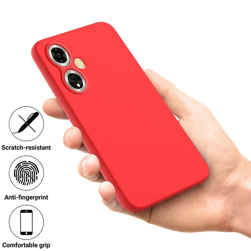 For Oppo A59 5G / A2m 5G Cell Phone Case Soft Lining Liquid Silicone Anti-drop Cover - Red