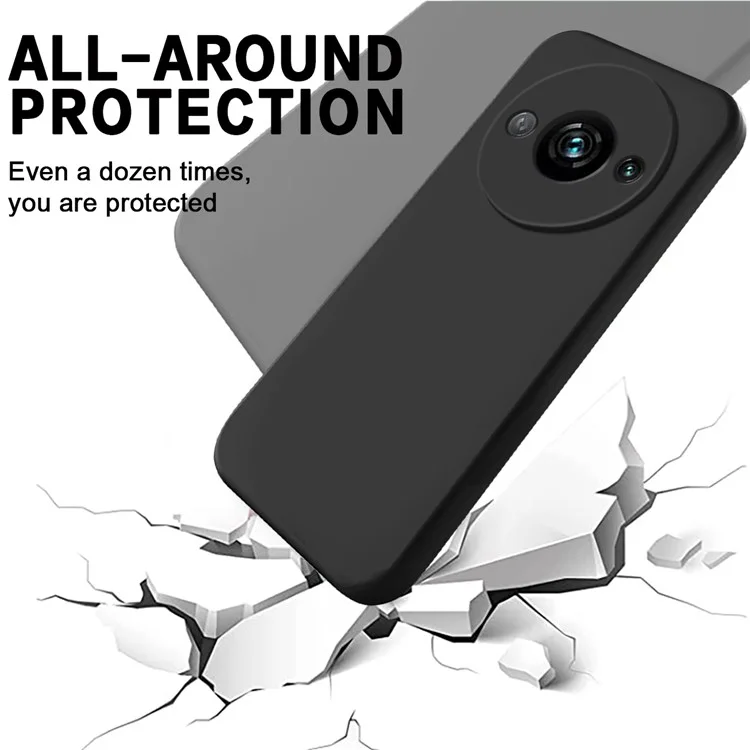 Cell Phone Case for Xiaomi Redmi A3 / Poco C61 4G Liquid Silicone Soft Lining Shockproof Cover - Black