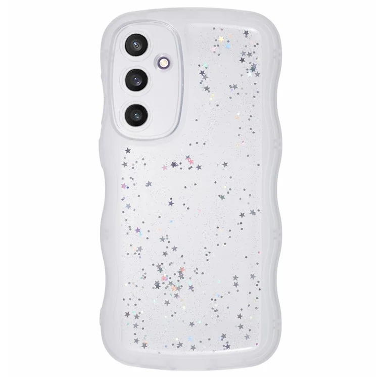 JTW Series for Samsung Galaxy S23 FE Case Epoxy Design Wavy Edge TPU Phone Cover - Transparent White