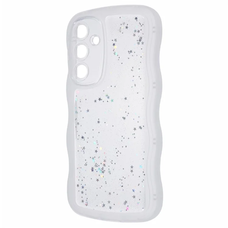 JTW Series for Samsung Galaxy S23 FE Case Epoxy Design Wavy Edge TPU Phone Cover - Transparent White