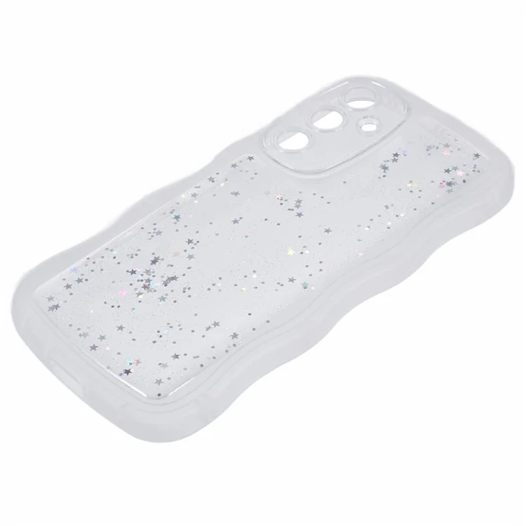 JTW Series for Samsung Galaxy S23 FE Case Epoxy Design Wavy Edge TPU Phone Cover - Transparent White