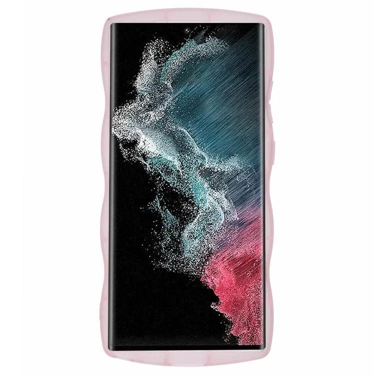 JTW Series per Samsung Galaxy S23 Ultra Case Wavy Edge Epoxy TPU Phone Case - Trasparente Rosa