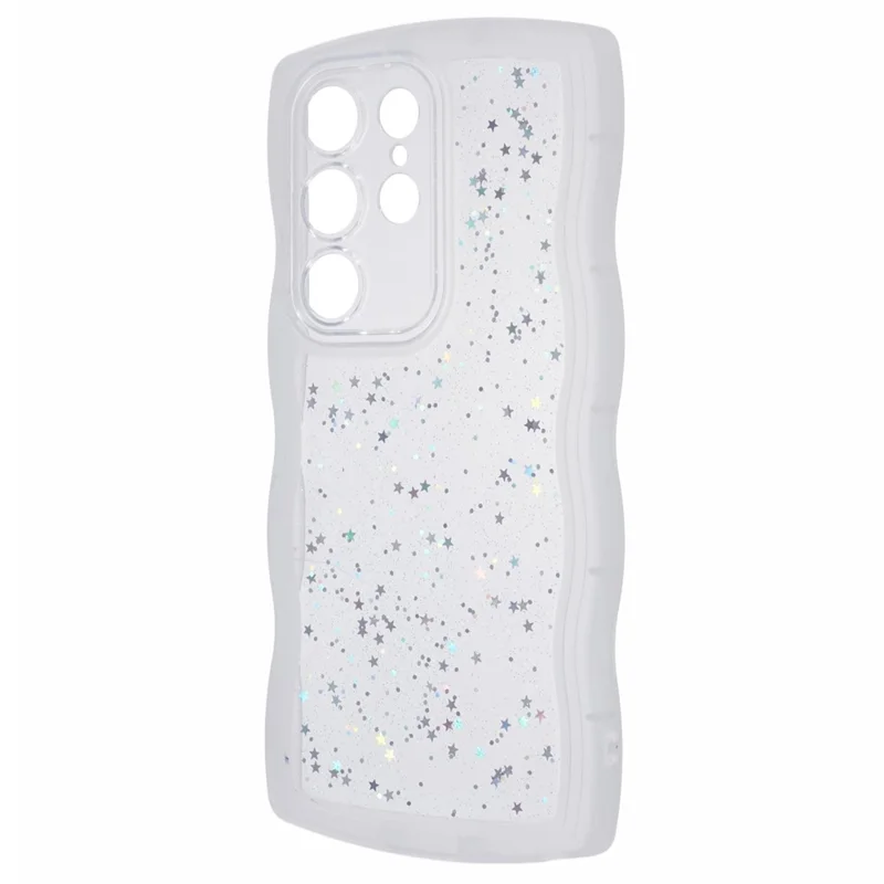 JTW Series for Samsung Galaxy S23 Ultra Case Wavy Edge Epoxy TPU Phone Case - Transparent White