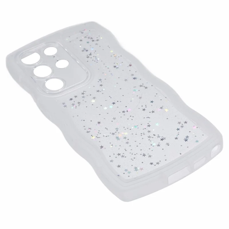 JTW Series for Samsung Galaxy S23 Ultra Case Wavy Edge Epoxy TPU Phone Case - Transparent White