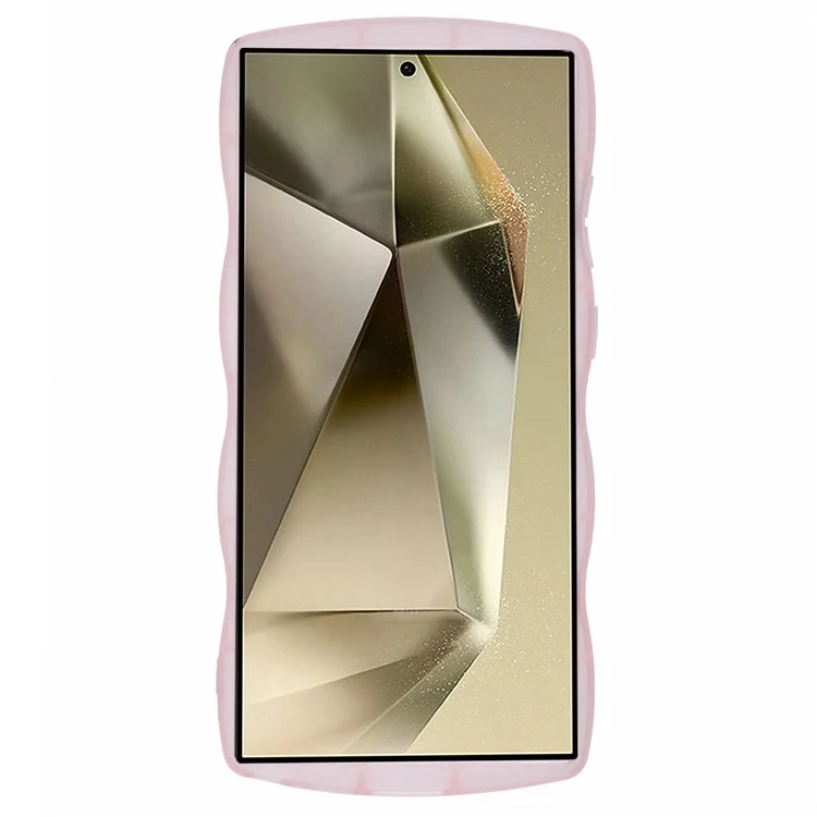 Funda Delgada Serie JTW para Samsung Galaxy S24 Ultra, Cubierta de Teléfono de TPU con Borde Ondulado y Epoxido - Rosa Transparente