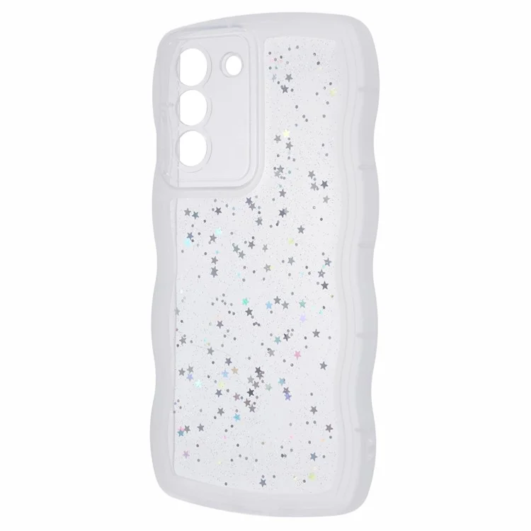 JTW Series for Samsung Galaxy S21+ 5G TPU Case Wavy Edge Epoxy Shockproof Phone Cover - Transparent White