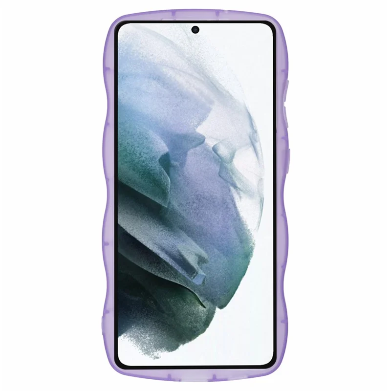 JTW Series for Samsung Galaxy S21 FE 5G Case Wave Frame Curly Shape TPU Epoxy Phone Cover - Transparent Purple