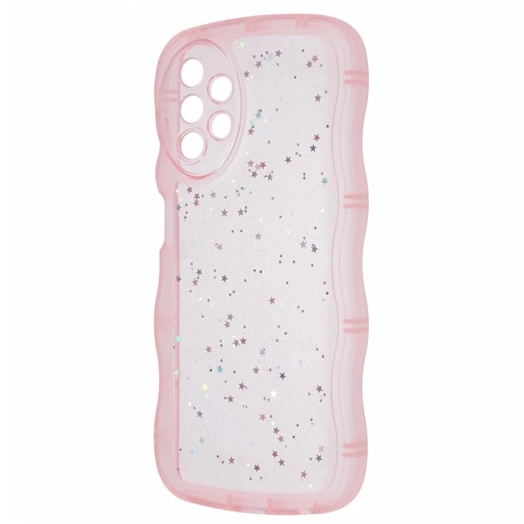 Серия JTW для Samsung Galaxy A23 4G / A23 5G (Глобальная версия) Чехол Glitter Stars TPU Чехол для телефона Wavy Edge - Прозрачно-розовый