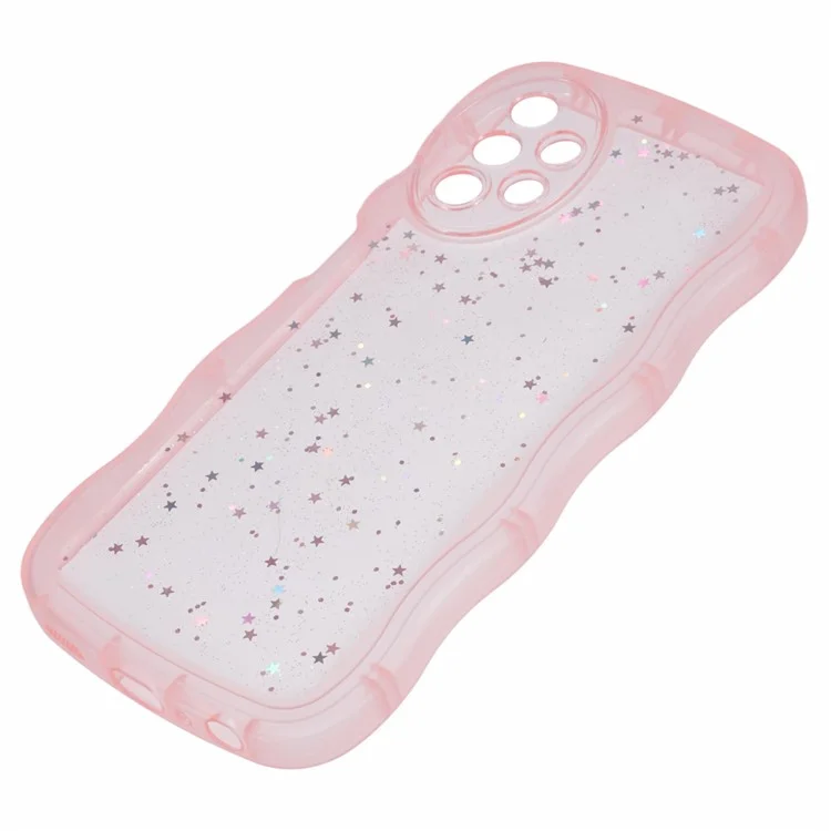 Серия JTW для Samsung Galaxy A23 4G / A23 5G (Глобальная версия) Чехол Glitter Stars TPU Чехол для телефона Wavy Edge - Прозрачно-розовый
