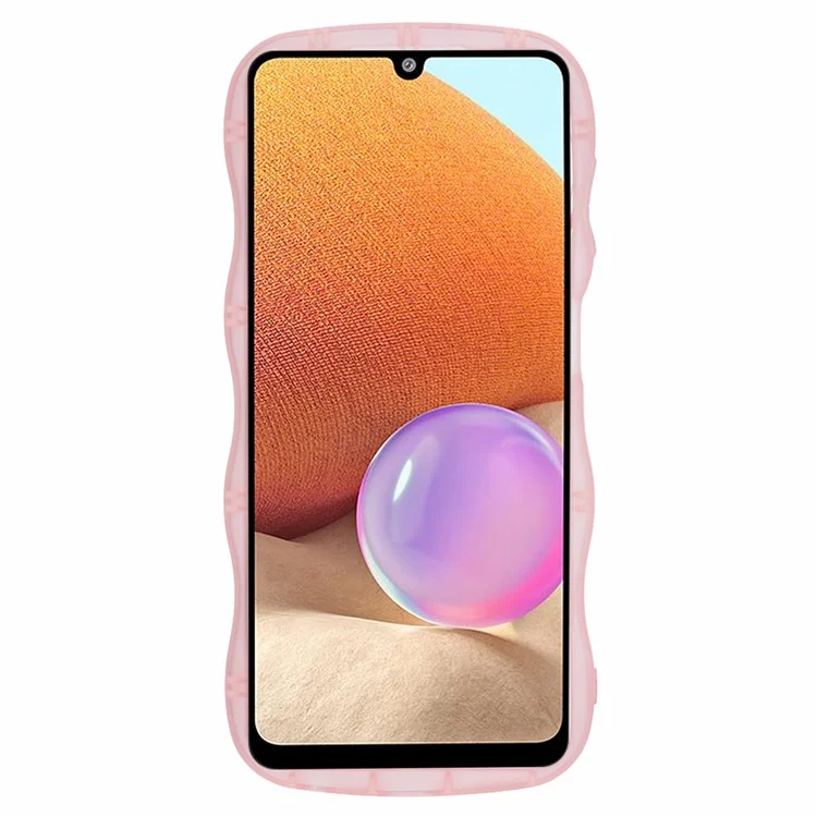 Série JTW para capa de Samsung Galaxy A33 5G TPU Wavy Edge Glitter Stars Back Phone Cover - Cor de rosa transparente