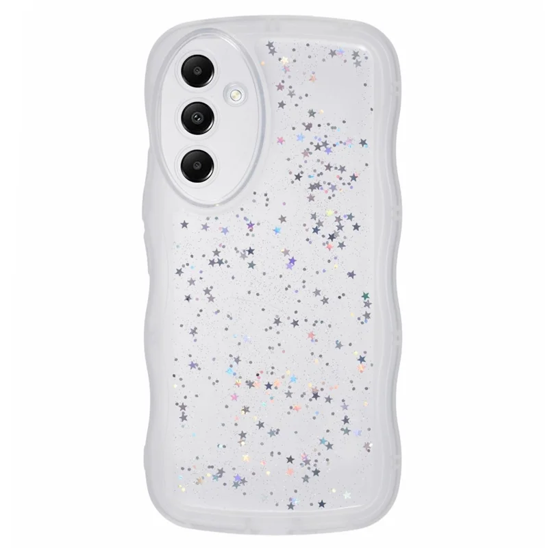 JTW Series for Samsung Galaxy A54 5G TPU Case Anti-scratch Epoxy Wavy Edge Back Phone Cover - Transparent White