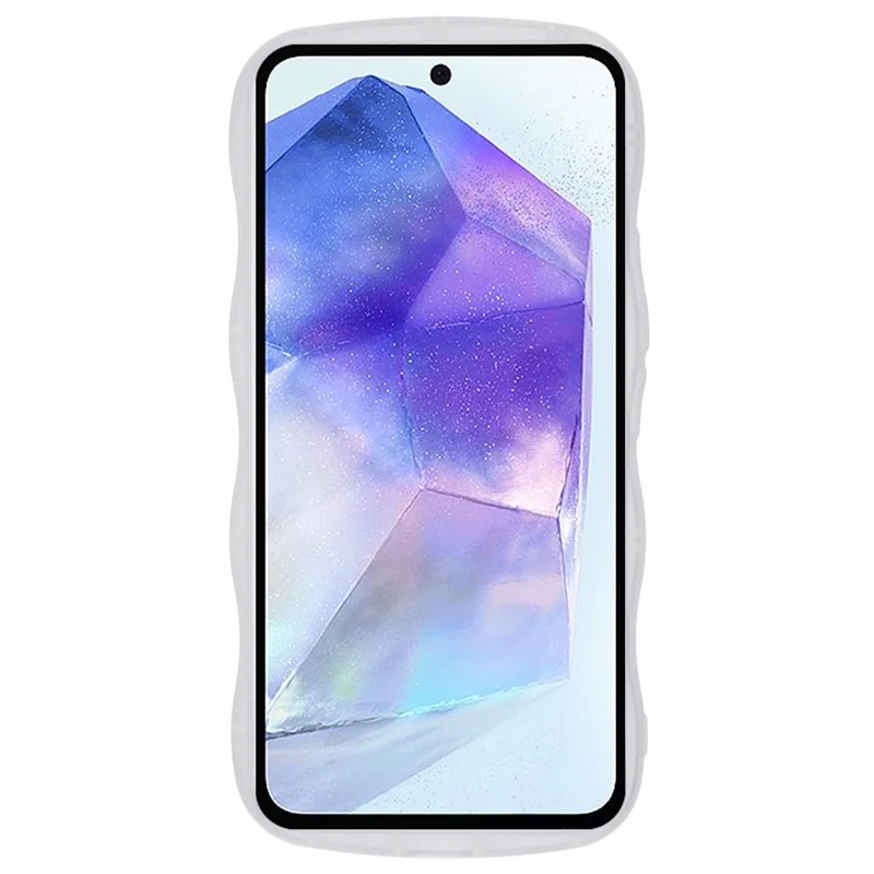 JTW Series for Samsung Galaxy A54 5G TPU Case Anti-scratch Epoxy Wavy Edge Back Phone Cover - Transparent White
