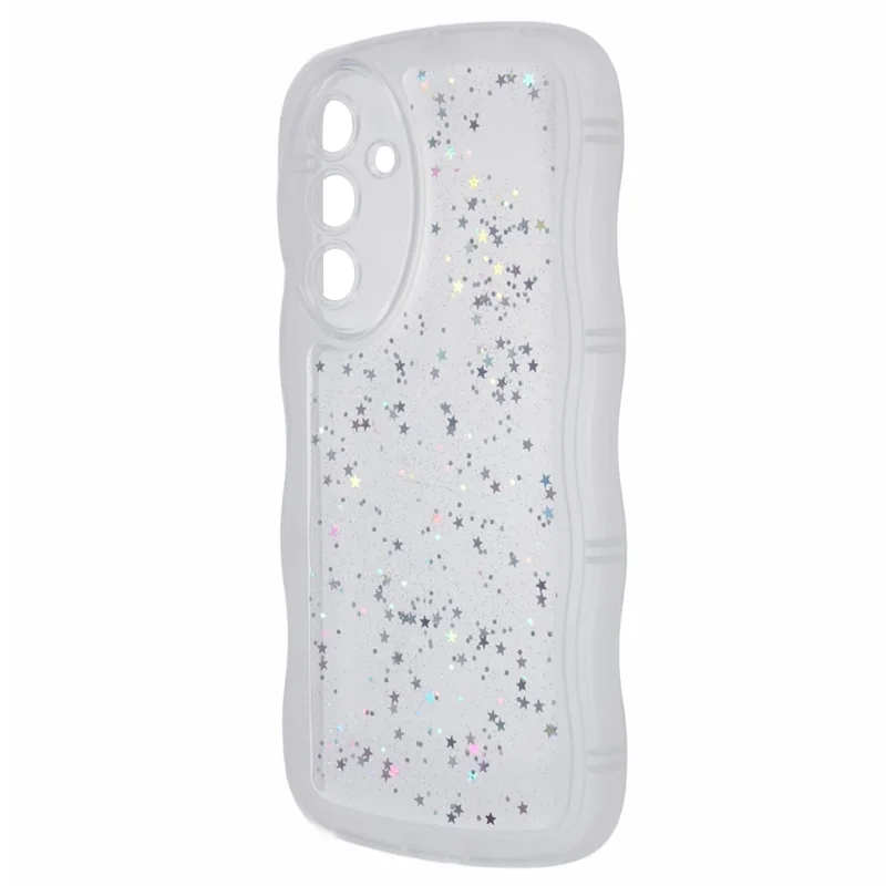 JTW Series for Samsung Galaxy A54 5G TPU Case Anti-scratch Epoxy Wavy Edge Back Phone Cover - Transparent White