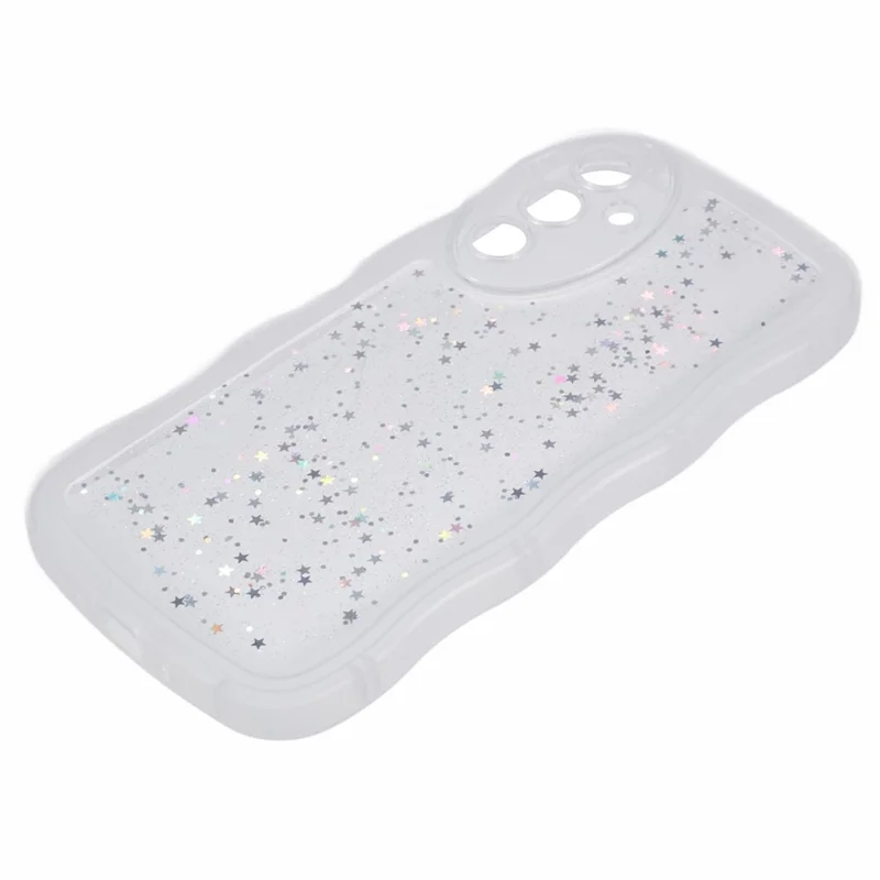 JTW Series for Samsung Galaxy A54 5G TPU Case Anti-scratch Epoxy Wavy Edge Back Phone Cover - Transparent White