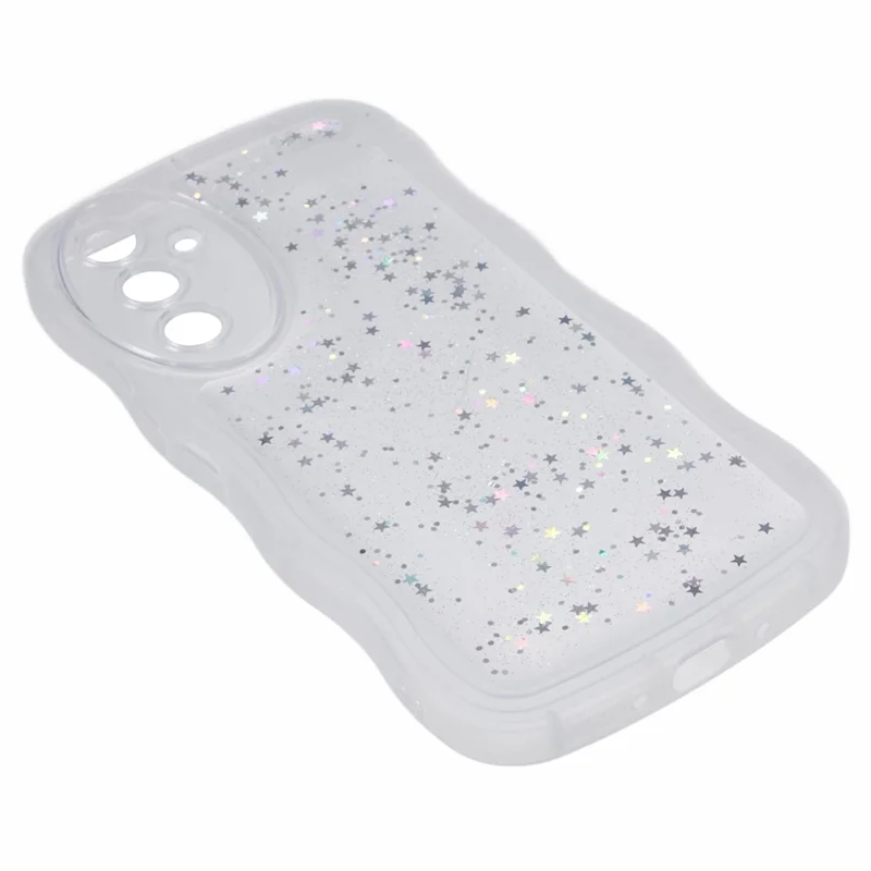 JTW Series for Samsung Galaxy A54 5G TPU Case Anti-scratch Epoxy Wavy Edge Back Phone Cover - Transparent White