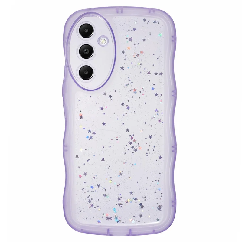 Série JTW para Samsung Galaxy A54 5G Capa TPU Antirrisco Borda de Epóxi Ondulada Capa de Telefone - Roxo Transparente