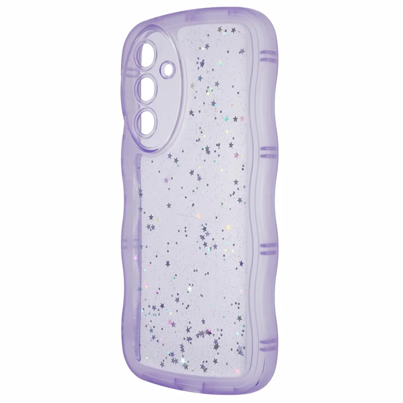 Série JTW para Samsung Galaxy A54 5G Capa TPU Antirrisco Borda de Epóxi Ondulada Capa de Telefone - Roxo Transparente