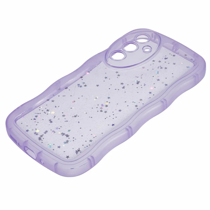 Série JTW para Samsung Galaxy A54 5G Capa TPU Antirrisco Borda de Epóxi Ondulada Capa de Telefone - Roxo Transparente