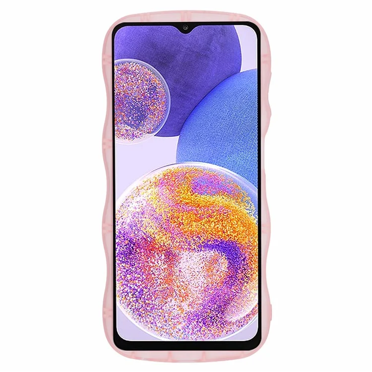 Étui pour Samsung Galaxy A13 4G de la série JTW, coque de protection pour téléphone avec bords ondulés, coque de protection en TPU - rose transparent