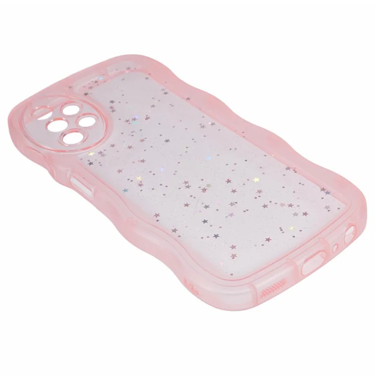 Étui pour Samsung Galaxy A13 4G de la série JTW, coque de protection pour téléphone avec bords ondulés, coque de protection en TPU - rose transparent