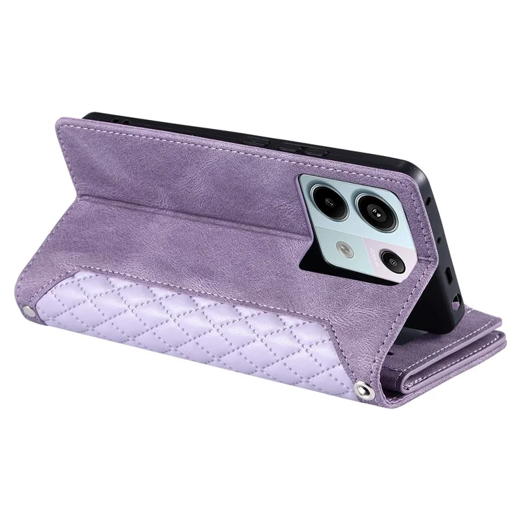 Para Xiaomi Redmi Note 13 Pro 5G / Poco X6 5G Funda Zipper Funda de Teléfono de Cuero con Billetera - Púrpura