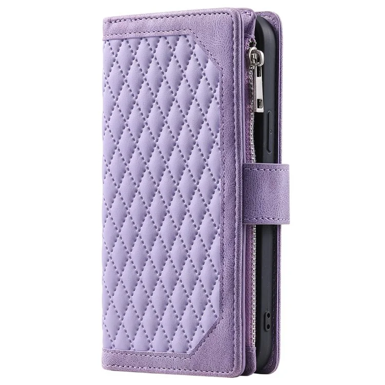 Para Xiaomi Redmi Note 13 Pro 5G / Poco X6 5G Funda Zipper Funda de Teléfono de Cuero con Billetera - Púrpura