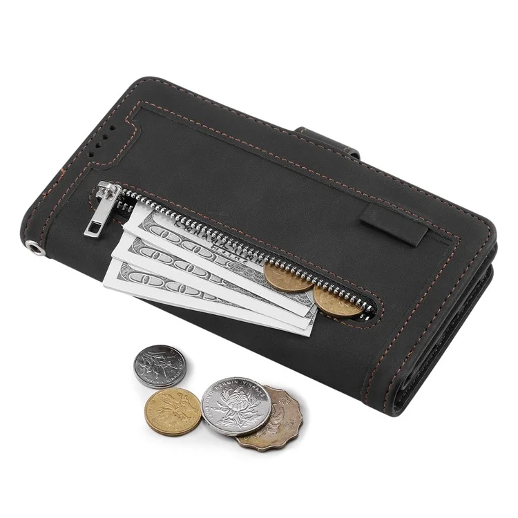Para Xiaomi Redmi Note 13 Pro 4G / Poco M6 Pro 4G Funda 9 Ranuras para Tarjetas Cartera de Cuero PU Plegable Soporte para Teléfono Caso - Negro
