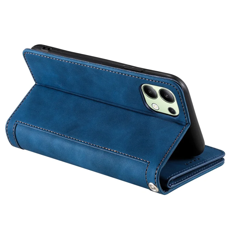 For Xiaomi Redmi Note 13 4G Case Leather Zipper Pocket Phone Cover with 9 Card Slots - Blue