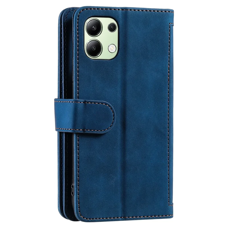 For Xiaomi Redmi Note 13 4G Case Leather Zipper Pocket Phone Cover with 9 Card Slots - Blue