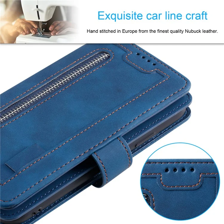 Para Xiaomi Redmi Note 13 Pro 5G / Poco X6 5G Funda 9 Ranuras para Tarjetas Cubierta de Teléfono de Cuero PU - Azul