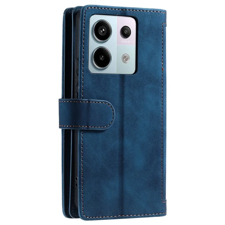 Para Xiaomi Redmi Note 13 Pro 5G / Poco X6 5G Funda 9 Ranuras para Tarjetas Cubierta de Teléfono de Cuero PU - Azul