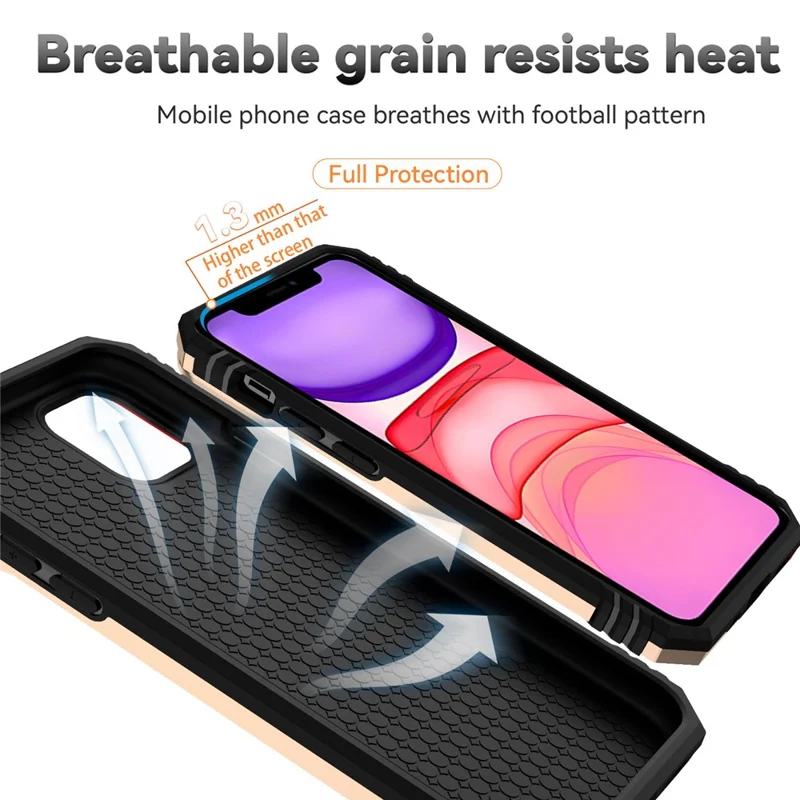 For iPhone 11 Pro Case Kickstand PC+TPU Hybrid Phone Shell with Camera Slide Cover -  Gold