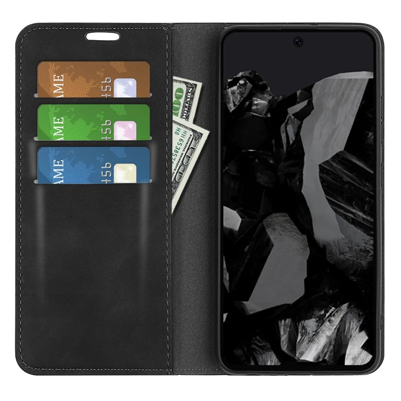 Cover in pelle per Google Pixel 9 Pro XL - Custodia protettiva con chiusura magnetica touch - Colore: Nero