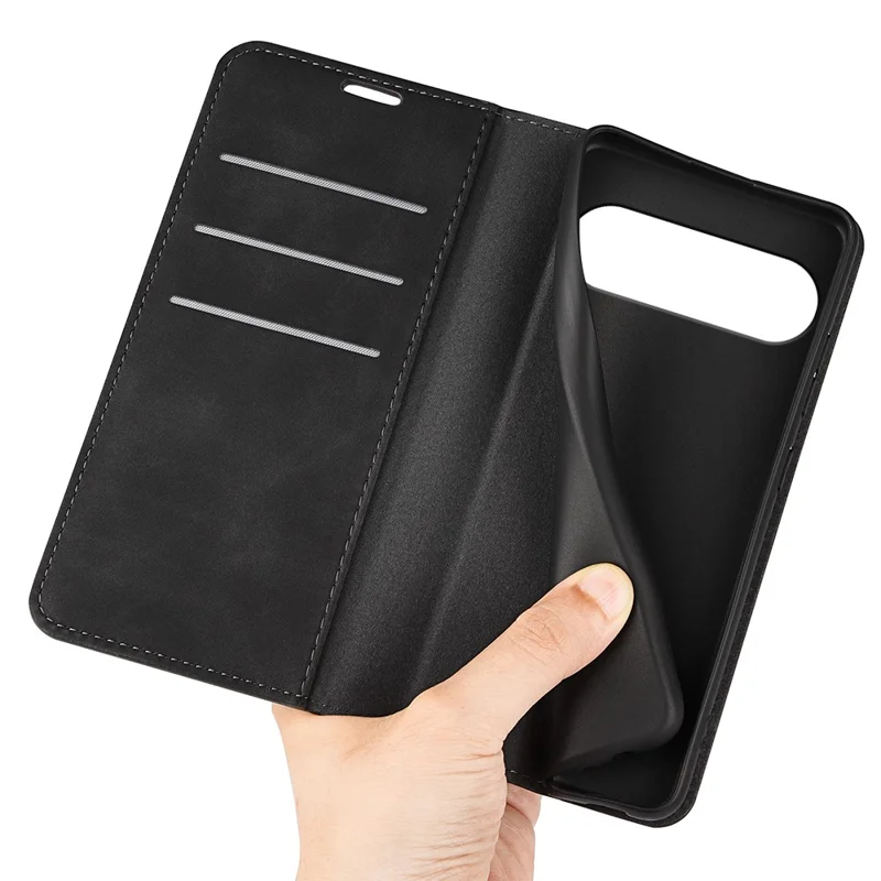 Cover in pelle per Google Pixel 9 Pro XL - Custodia protettiva con chiusura magnetica touch - Colore: Nero