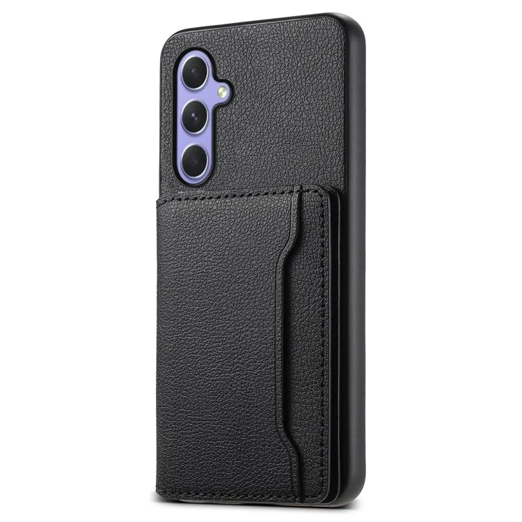 Pour Samsung Galaxy A54 5G Shockproof Case Card Slots TPU+PC+PU Kickstand Phone Cover - Noir