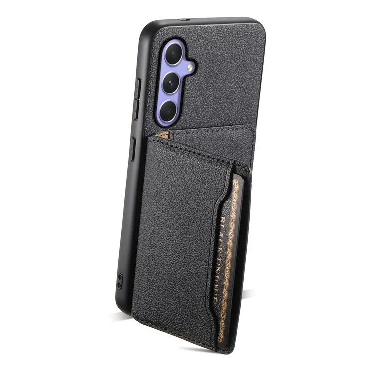 Pour Samsung Galaxy A54 5G Shockproof Case Card Slots TPU+PC+PU Kickstand Phone Cover - Noir