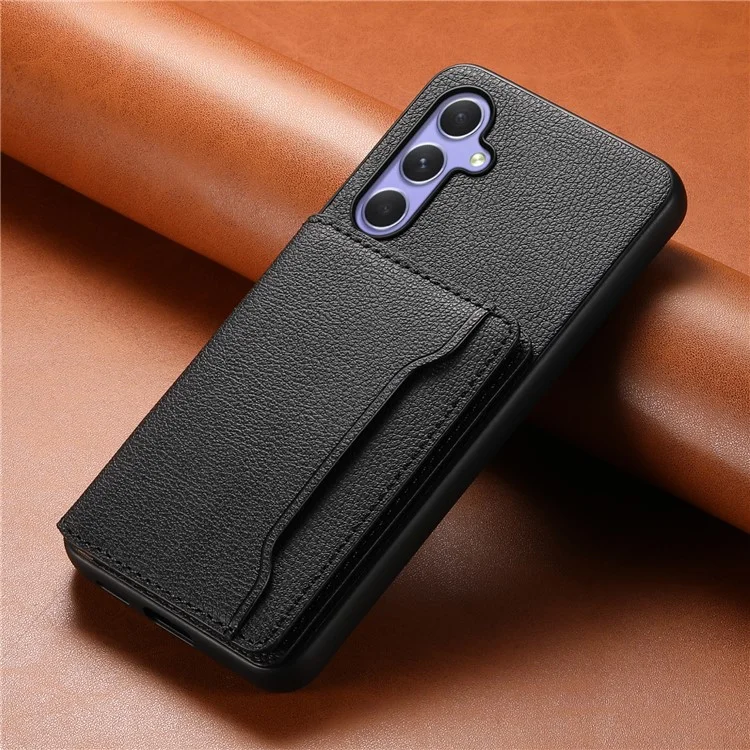 Pour Samsung Galaxy A54 5G Shockproof Case Card Slots TPU+PC+PU Kickstand Phone Cover - Noir