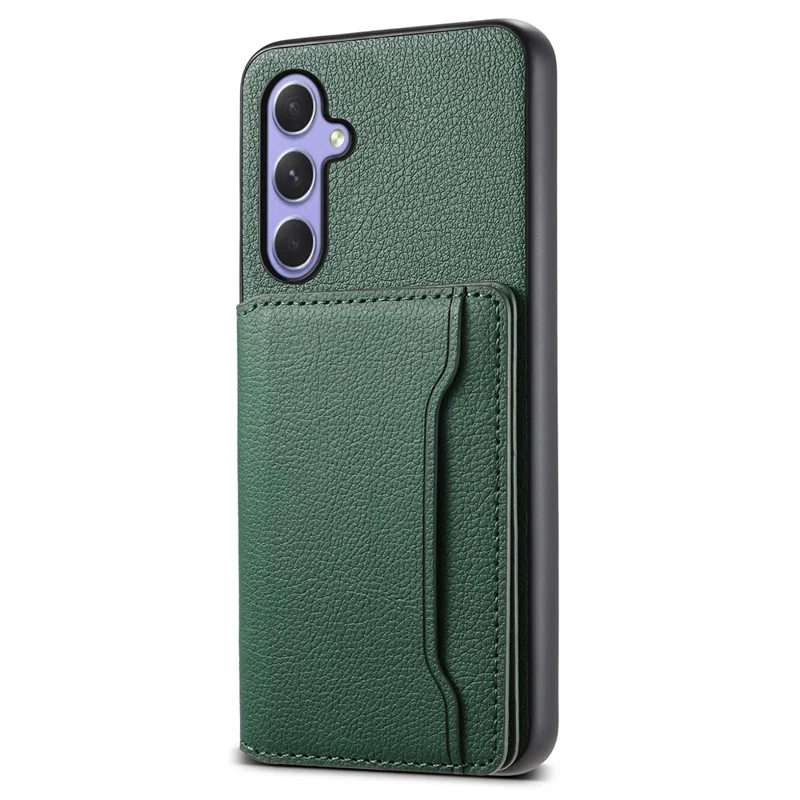 For Samsung Galaxy A54 5G Shockproof Case Card Slots TPU+PC+PU Kickstand Phone Cover - Green