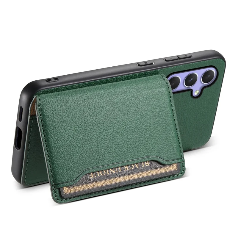 For Samsung Galaxy A54 5G Shockproof Case Card Slots TPU+PC+PU Kickstand Phone Cover - Green