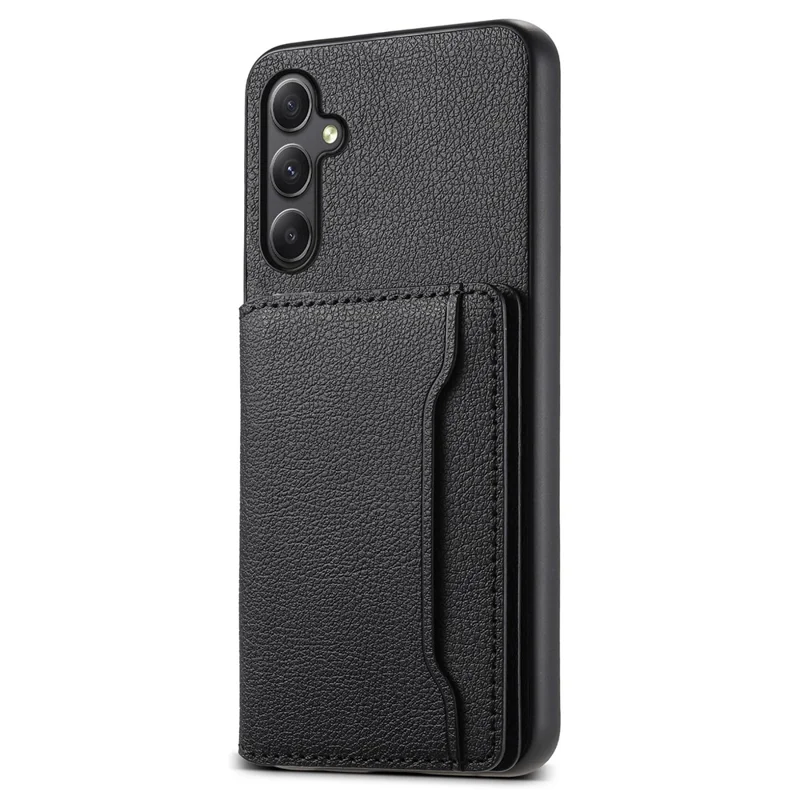 For Samsung Galaxy A24 4G (162.1 x 77.6 x 8.3mm) Case Shockproof Leather+TPU+PC Card Holder Phone Cover - Black