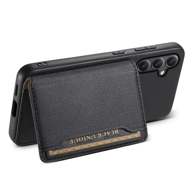 For Samsung Galaxy A24 4G (162.1 x 77.6 x 8.3mm) Case Shockproof Leather+TPU+PC Card Holder Phone Cover - Black