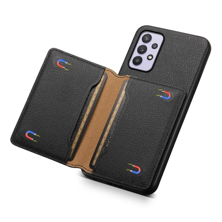 Funda para Samsung Galaxy A32 5G, 5 ranuras para tarjetas, soporte, a prueba de golpes, funda de teléfono - Negro