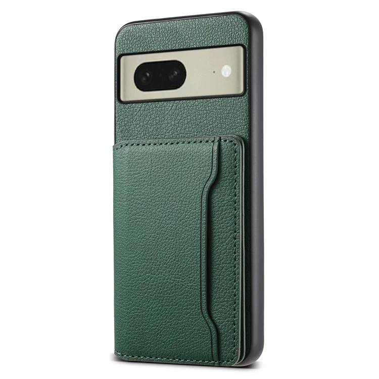 For Google Pixel 8 Case Calf Texture PU Leather Coated TPU+PC Mobile Phone Cover - Green