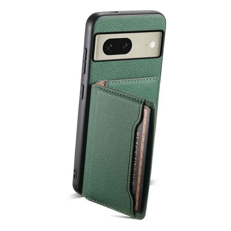 For Google Pixel 8 Case Calf Texture PU Leather Coated TPU+PC Mobile Phone Cover - Green