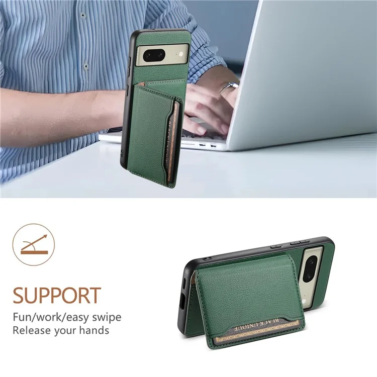 For Google Pixel 8 Case Calf Texture PU Leather Coated TPU+PC Mobile Phone Cover - Green