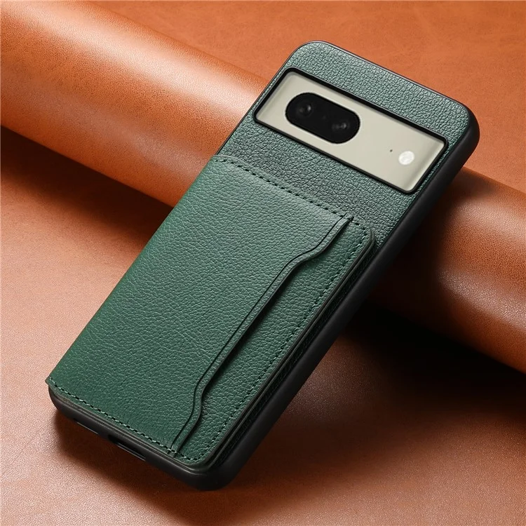 For Google Pixel 8 Case Calf Texture PU Leather Coated TPU+PC Mobile Phone Cover - Green
