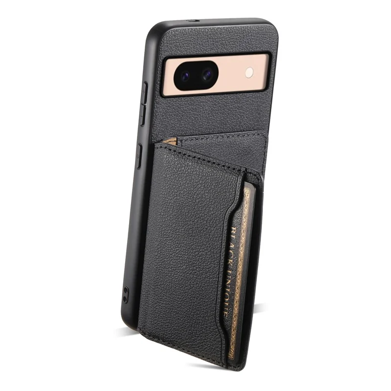 For Google Pixel 8a Slim-Fit Phone Case Card Slots Kickstand TPU+PC+PU Leather Cover - Black