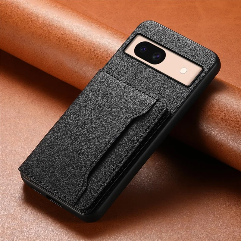 For Google Pixel 8a Slim-Fit Phone Case Card Slots Kickstand TPU+PC+PU Leather Cover - Black