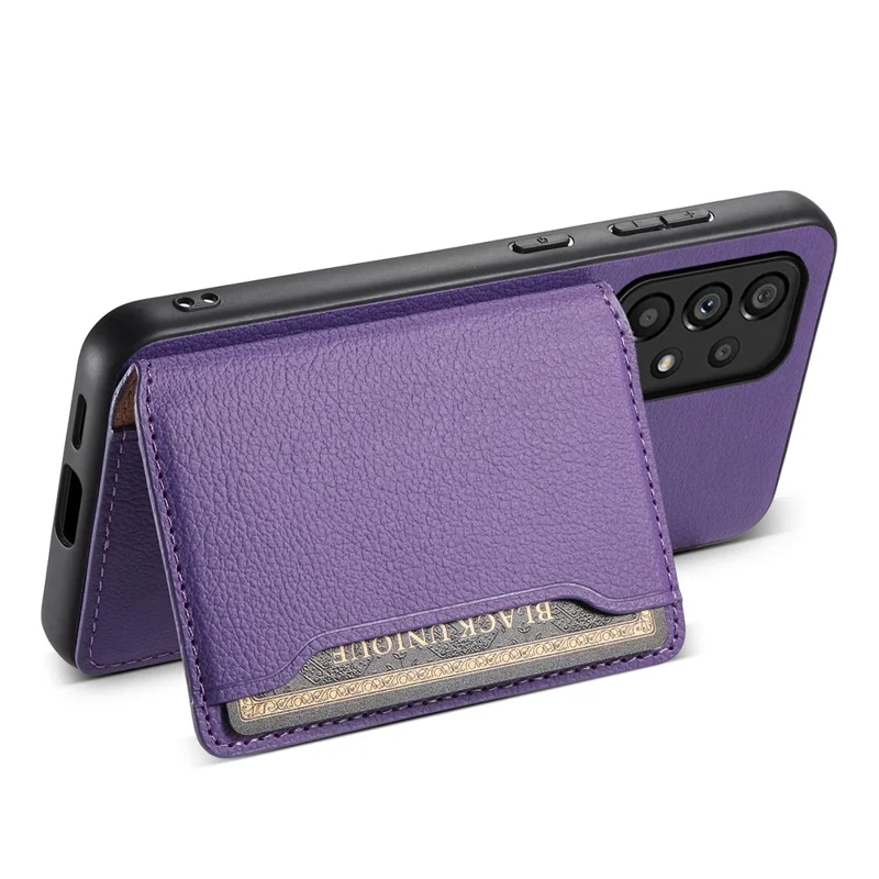 PC+TPU+PU Leather Case for Samsung Galaxy A53 5G Calf Texture Card Holder Kickstand Phone Cover Shell - Purple